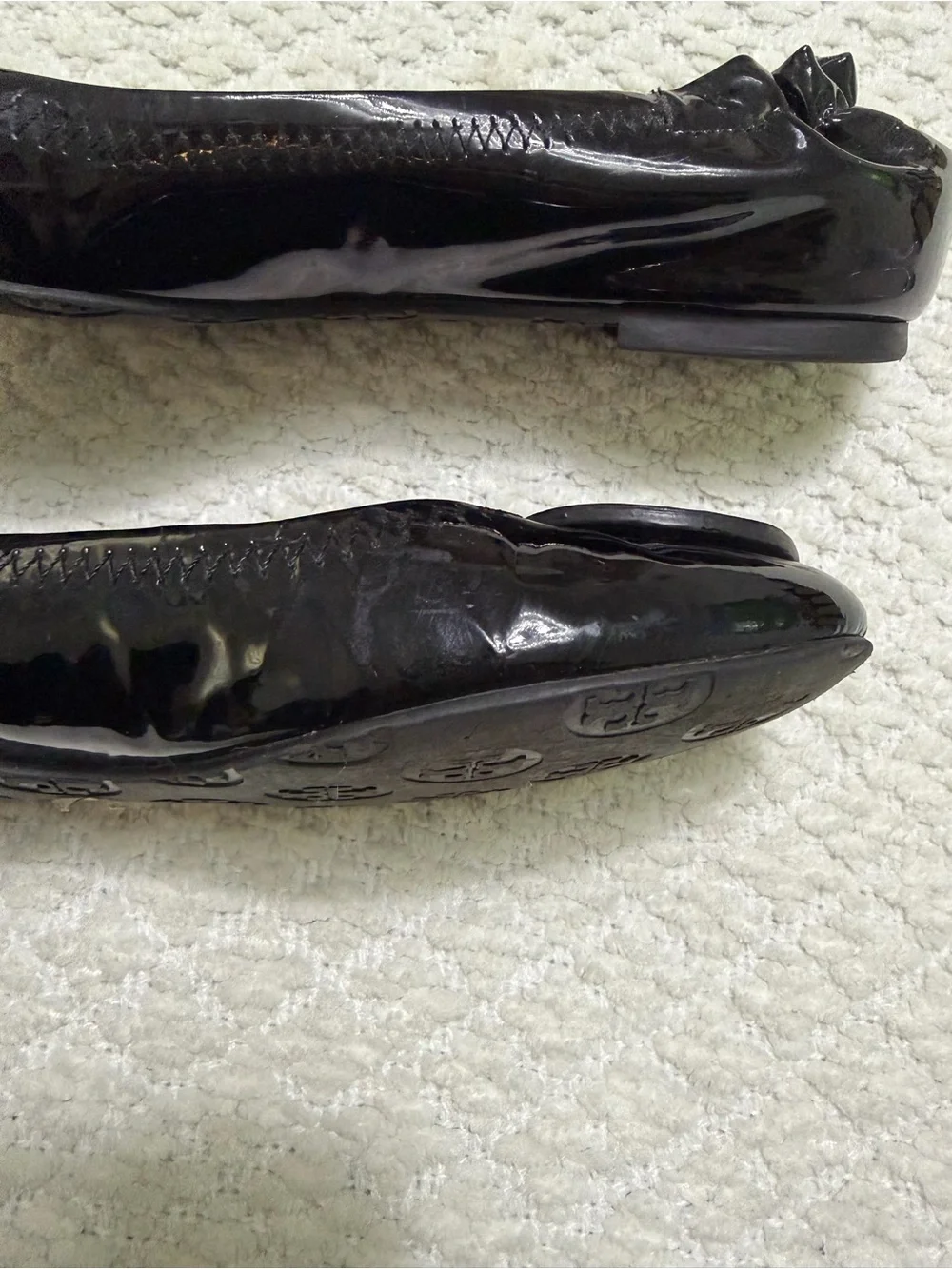Tory Burch Reva Ballerina Patent Leather Flats Black Shoes Women’s Size 6.5 - Picture 8 of 10